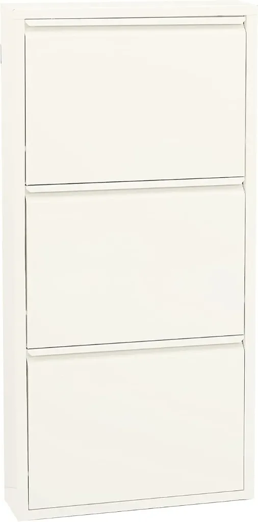 Metal Shoe Storage Cabinet 3 Flip Drawers